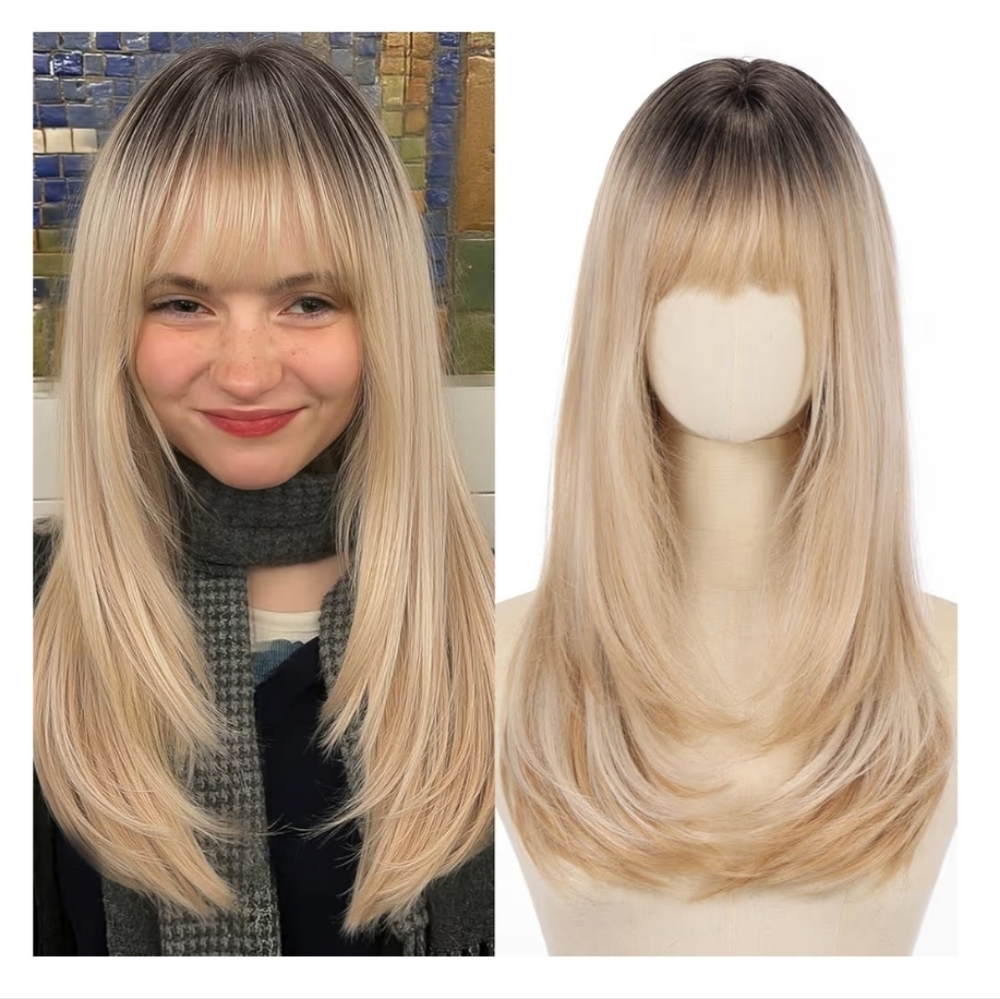 Ombre Blonde Straight Wig